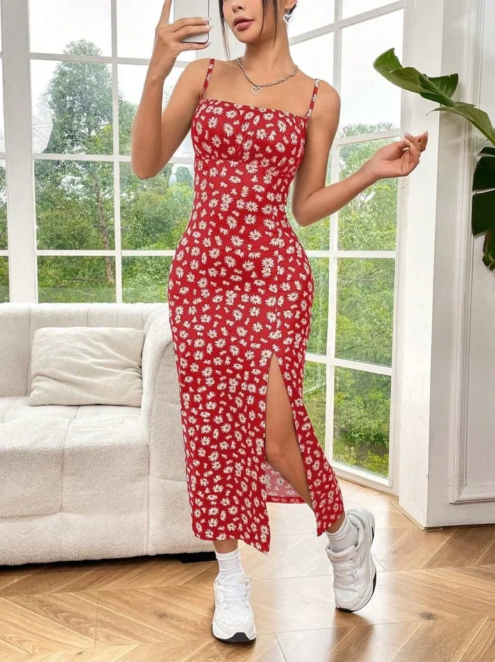 Maxivestido Estampado Daisy Flowers Tajo Alto